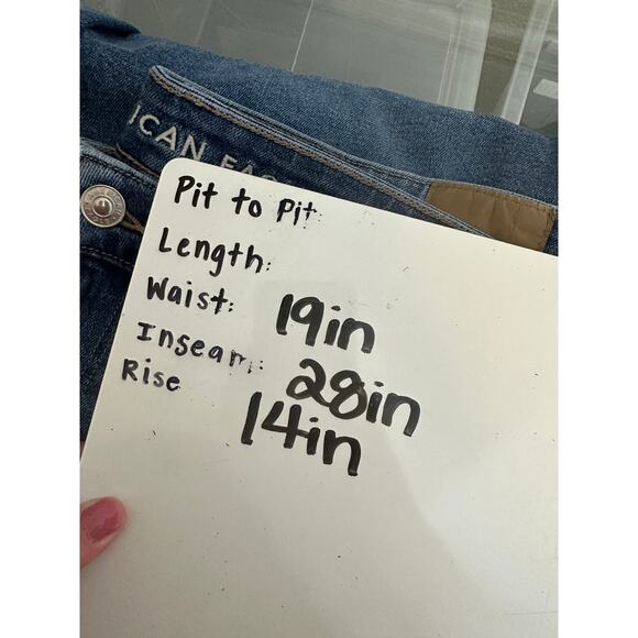 American Eagle Stretch Mom Jean Solid Blue Stretch Denim Size 18 Regular - Picture 11 of 12